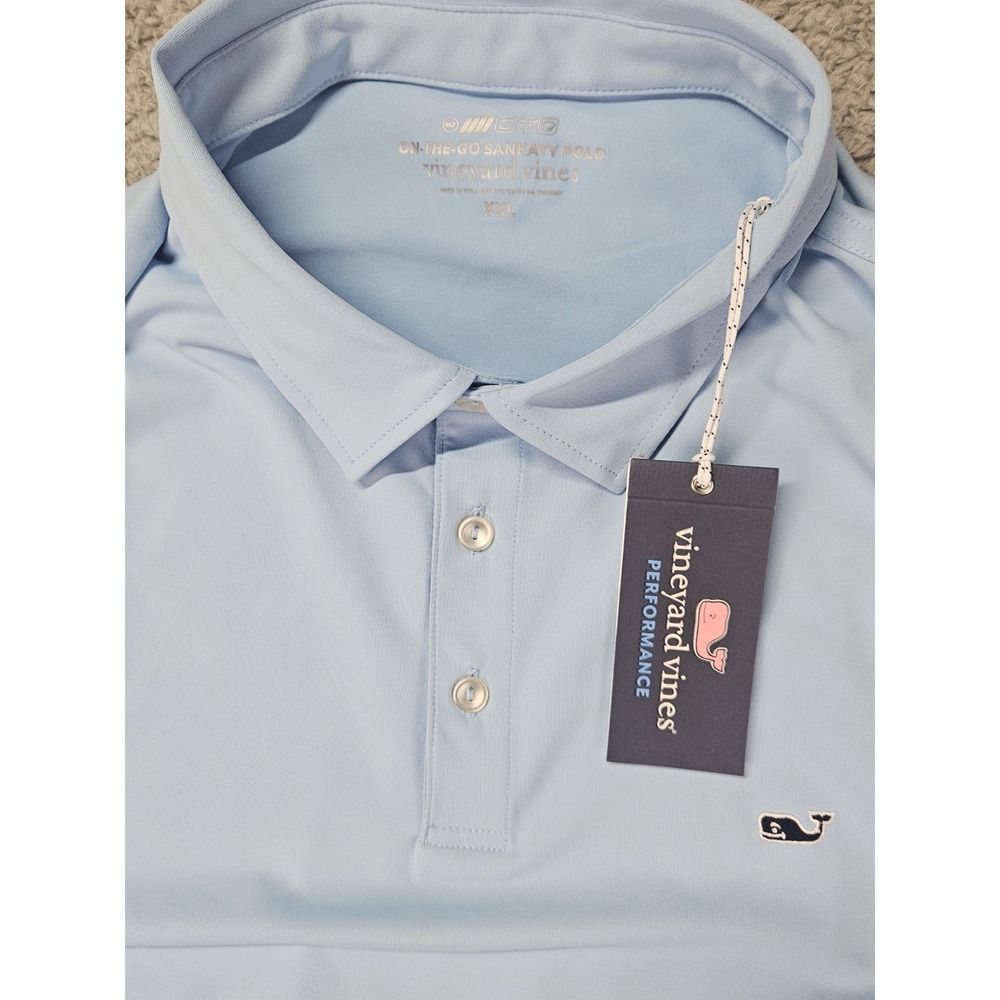 Vineyard Vines Sankaty Polo Jake Blue Performance Stretch Shirt Men's XXL NWT - Picture 6 of 10